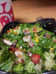 Chick-fil-A Cobb Salad, no bacon or cheese, grilled filet