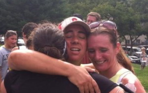 Finish line hug!